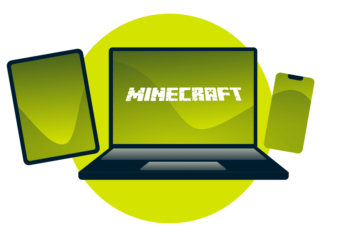 อุปกรณ์หลากหลายที่มีโลโก้ Minecraft
